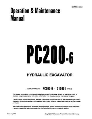 download Komatsu PC200 6 Hydraulic Excavator able workshop manual