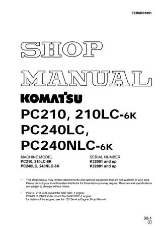 download Komatsu PC210 6K PC210LC 6K PC240 6K PC240LC 6K PC240NLC 6K Hydraulic Excavator able workshop manual