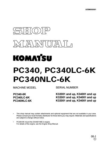 download Komatsu PC340LC 6K PC340NLC 6K Hydraulic Excavator Operation able workshop manual