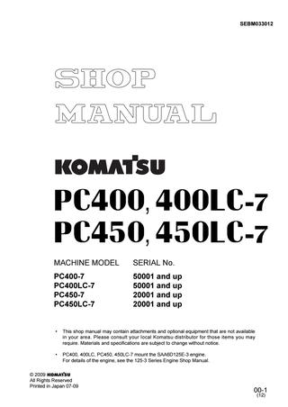 download Komatsu PC400 7 PC450 7 PC400LC 7manual. able workshop manual