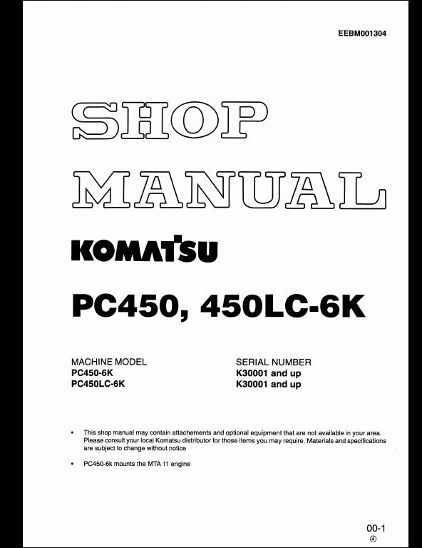 download Komatsu PC450 6K PC450LC 6K Hydraulic Excavator workshop manual