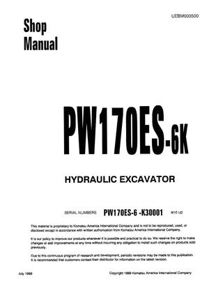 download Komatsu PW170ES 6K Hydraulic Excavator able workshop manual