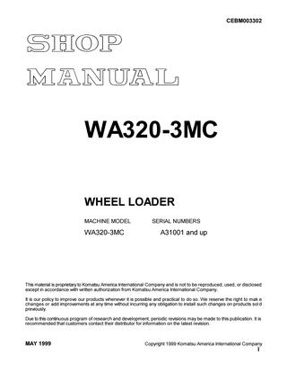 download Komatsu WA320 3 Avance Wheel Loader able workshop manual