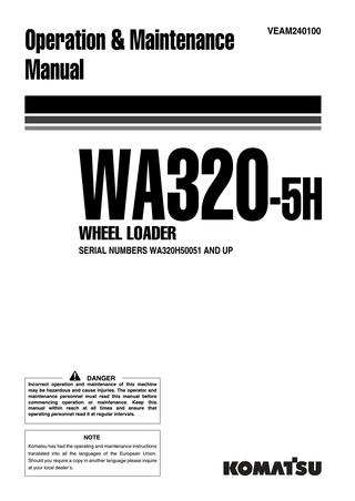 download Komatsu WA320 3 Avance Wheel Loader able workshop manual