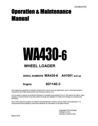 download Komatsu WA430 5 Wheel Loader able workshop manual