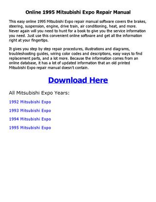 download MITSUBISHI EXPO workshop manual