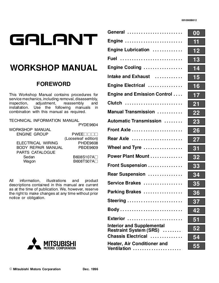 download MITSUBISHI GALANT CHASSIS workshop manual