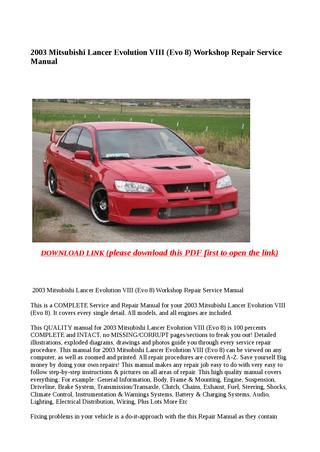 download MITSUBISHI Lancer EVO Evolution VIII workshop manual