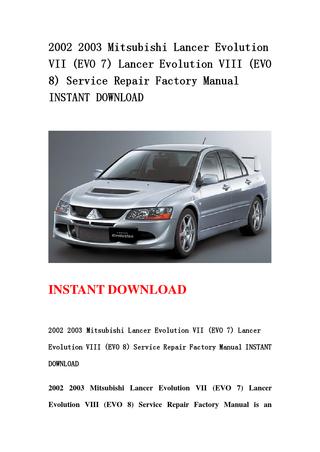 download MITSUBISHI Lancer Evolution EVO 7 workshop manual