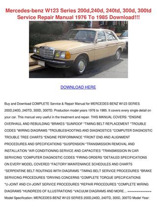 download Mercedes Benz 200D 240D 240TD 300D 300TD able workshop manual