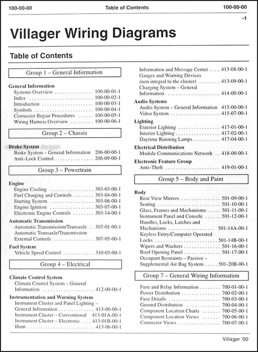 download Mercury Villager workshop manual