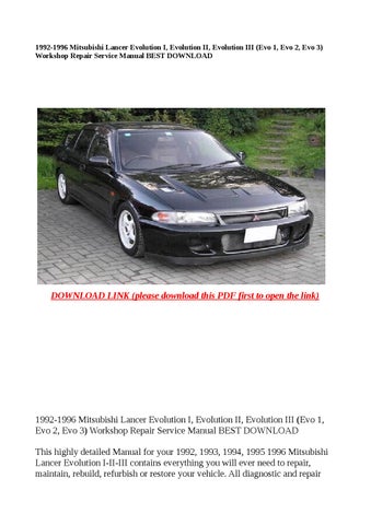 download Mitsubishi Lancer Evolution I Evolution II Evolution III Evo 1 Evo 2 Evo 3 able workshop manual