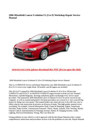 download Mitsubishi Lancer Evolution IX workshop manual