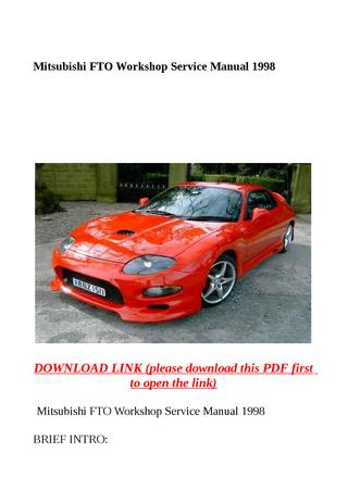 download Mitsubishi Motors FTO workshop manual