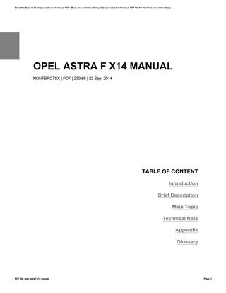 download OPEL ASTRA F able workshop manual