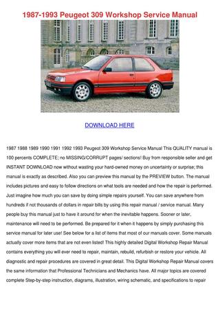 download PEUGEOT 205 GL GE VAN SR GT 1.6 GTI 1.9 GTI able workshop manual