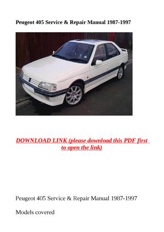 download PEUGEOT 405 92 97 workshop manual