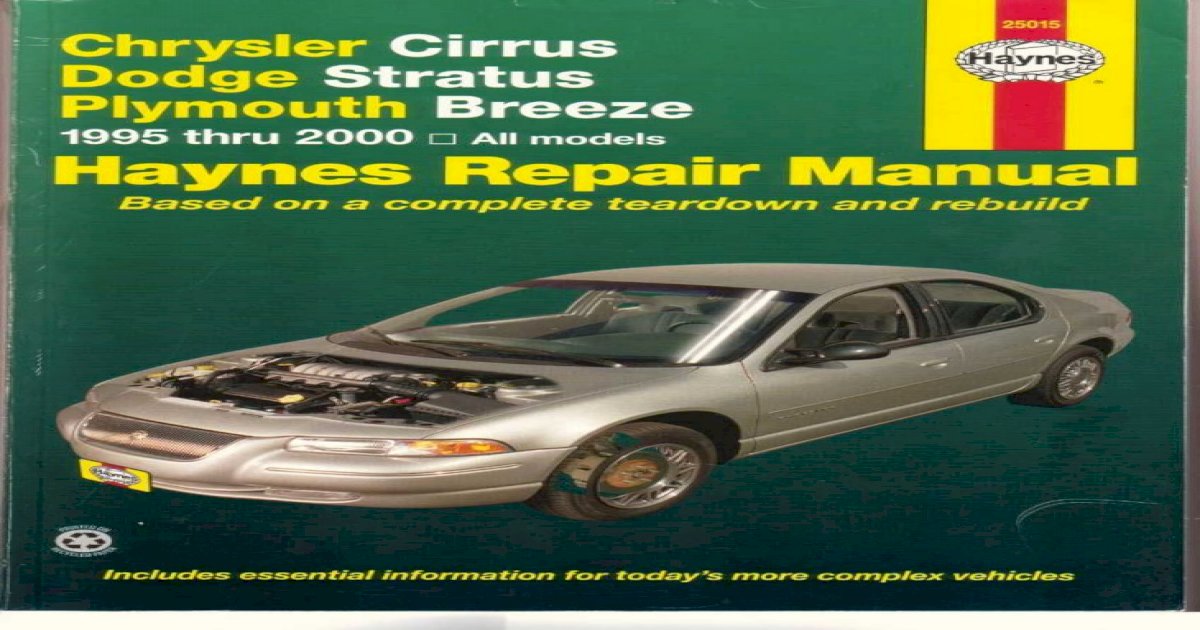 download PLYMOUTH BREEZEModels able workshop manual