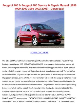 download Peugeot 406 Srvc workshop manual