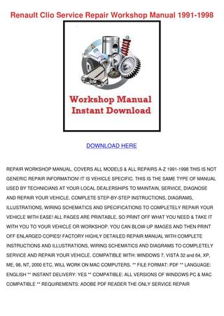 download RENAULT CLIO 91 98 workshop manual