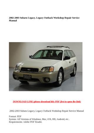 download SUBARU LEGACY OUTBACK FORMAT workshop manual