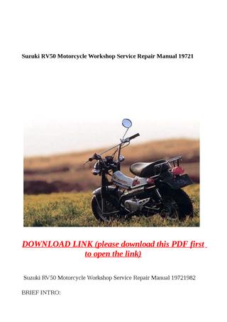 download SUZUKI RV50 Motorcycle able workshop manual