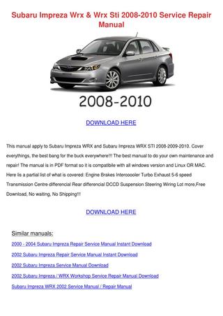 download Subaru Impreza WRX STI 01 02 workshop manual