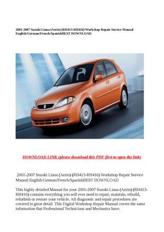 download Suzuki Liana RH413 RH416 workshop manual