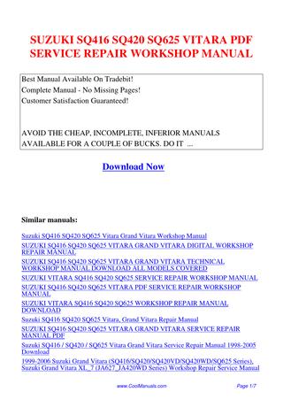 download Suzuki Samurai SQ416 SQ420 workshop manual