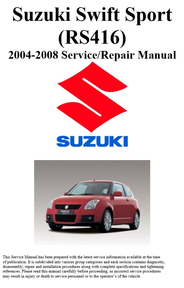 download Suzuki Swift Sport RS416 workshop manual