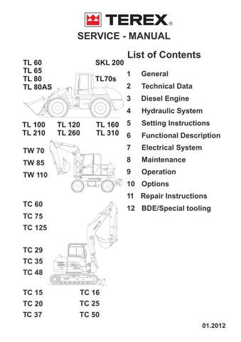 download Terex TL310 Whell Loader able workshop manual